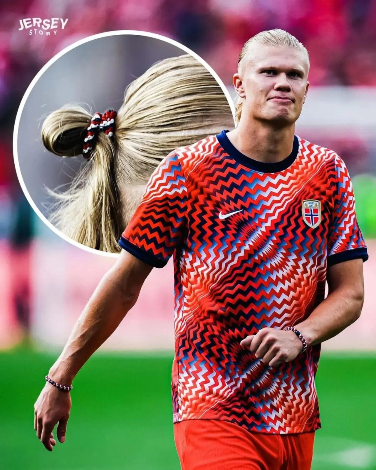Erling Haaland Matches Hair Tie Color to Norway Kits